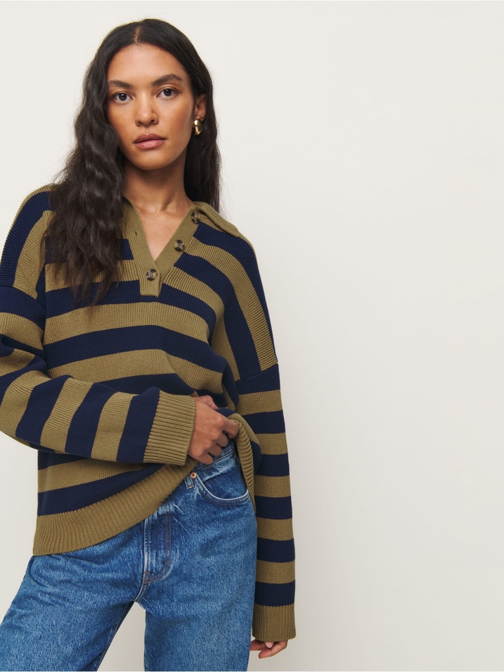 Reformation Brooklyn Cotton Polo Sweater